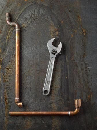 Plumbing equipment - pipes adjastable steel wrenchの写真素材