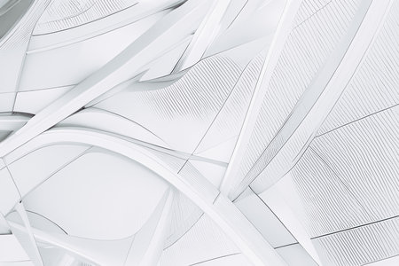 Abstract architectural background. 3d render illustration. Futuristic technology style.の素材