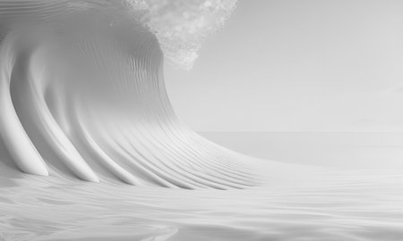 3d render, abstract wavy background with waves and white linesの素材