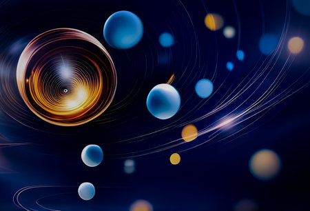 Abstract background with circles and lines. Vector illustration. space theme.の素材