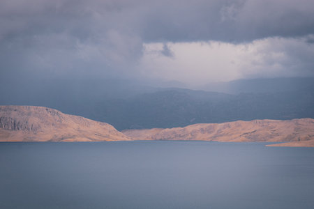 Landscape view of the Adriatic Sea in Croatia. Copy space for text