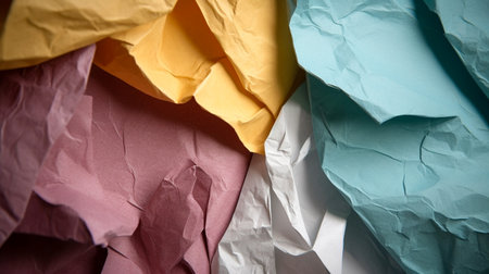 Colored crumpled paper as a background, close-upの素材