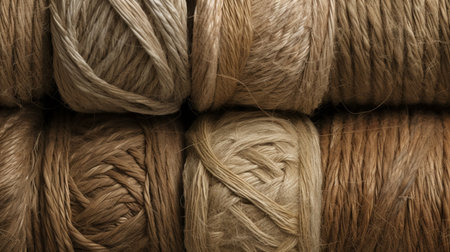 close up of brown skeins of thread for embroidery backgroundの素材