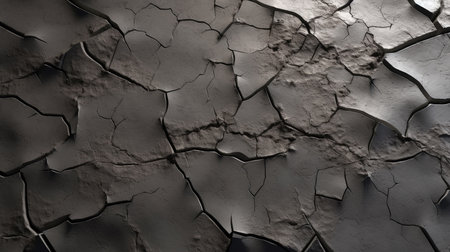 Dry cracked earth background. Abstract texture of cracked earth. 3d render illustrationの素材
