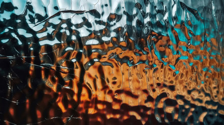 Wavy foil on the glass, abstract background with space for text. Generative AI.の素材