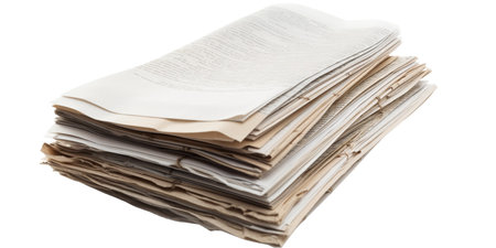 Pile of newspapers isolated on white background.の素材