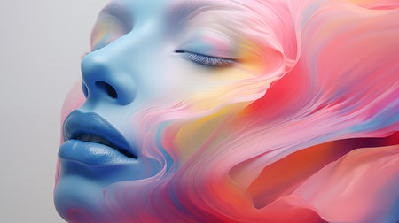 abstract portrait of a woman in pastel colors, generative AIの素材