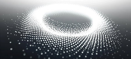 Abstract technology background. Big data visualization. Dynamic wave with particles.の素材