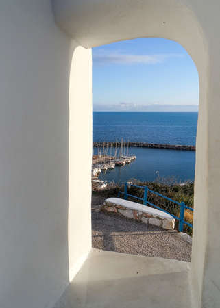 beautiful view to marina in Rafina port, Greeceの写真素材