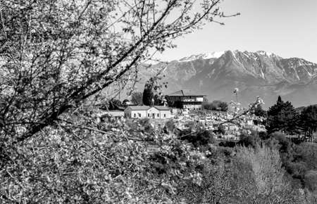 Landscape on Mainalo mountain with to the peaks of Helmos mounatin range.Arcadia, Greece.の写真素材