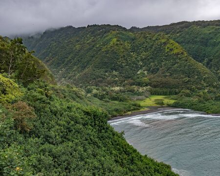 Black Sand Beach in Mauiの写真素材