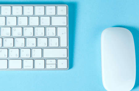 computer keyboard with mouse on the deskの写真素材