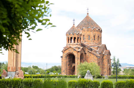 beautiful church and green grass in Armenia