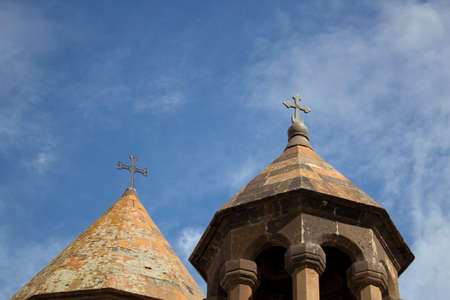 Khor Virap church in Armenia under blue sky