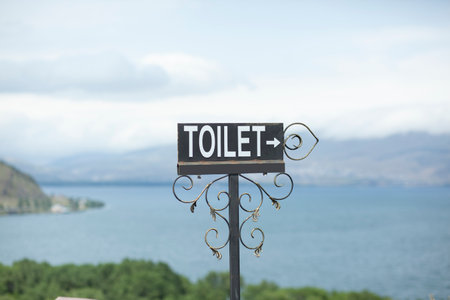 toilet sign in the natureの写真素材