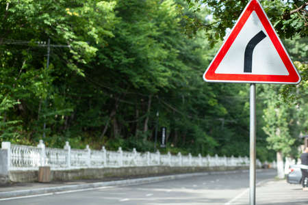 a right sign on the roadの写真素材