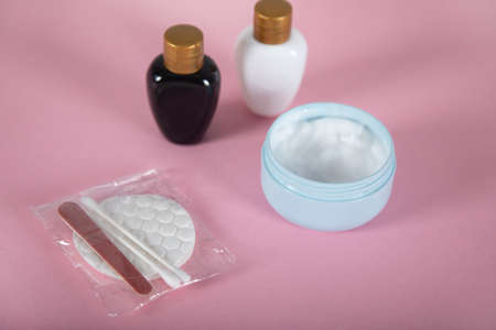 bath products on the pink backgroundの写真素材