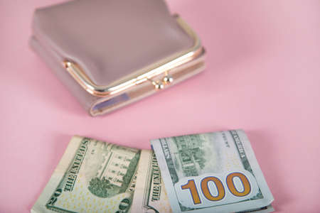wallet and money on the tableの写真素材