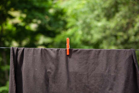 clothes drying on the rope in natureの写真素材