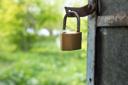 open lock on the garden door.