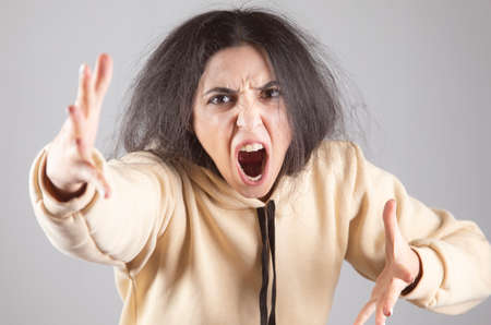 young angry and shouting womanの写真素材
