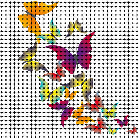 butterflies drawn from the mosaic. のイラスト素材