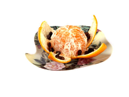 Fruit composition of tangerine on white backgroundの写真素材