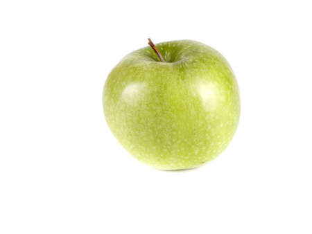 Fruit composition of a green apple on a white backgroundの写真素材