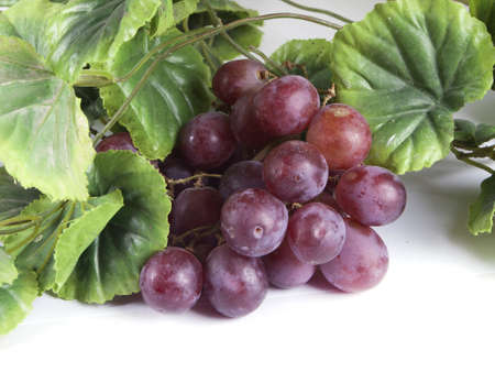 Blue ripe bunch of grapes on a white backgroundの写真素材