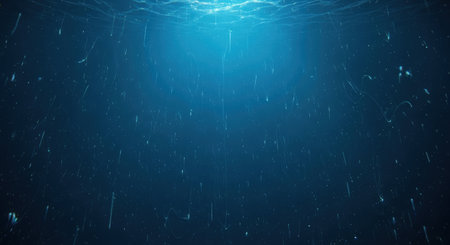 Underwater view of the deep blue ocean. 3D illustration.の素材