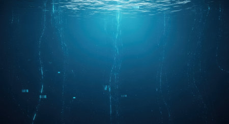 Abstract blue background with lines and waves, 3d rendering. Computer digital drawing.の素材