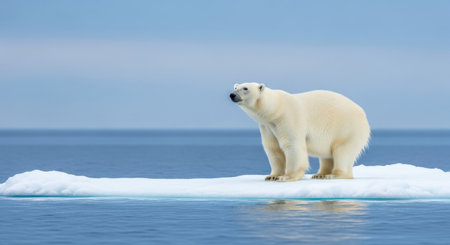 Polar bear (Ursus maritimus) on the pack ice, north of Svalbard Arctic Norwayの素材