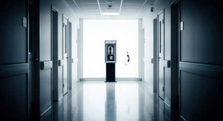 Interior of a locker room in a hospital, blue tonedの素材