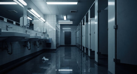 Interior of an empty hospital corridor. 3d rendering toned imageの素材