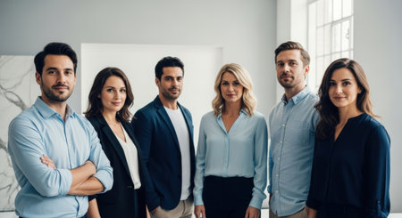 Group of business people standing in office and smiling. Business people conceptの素材