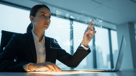 businesswoman working with new modern computer and business strategy in the officeの素材