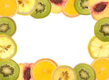 fruit border on the white backgroundの写真素材