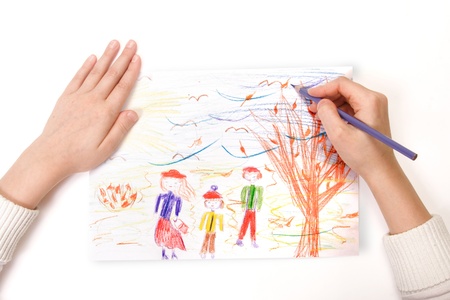 a child draws is familyの写真素材
