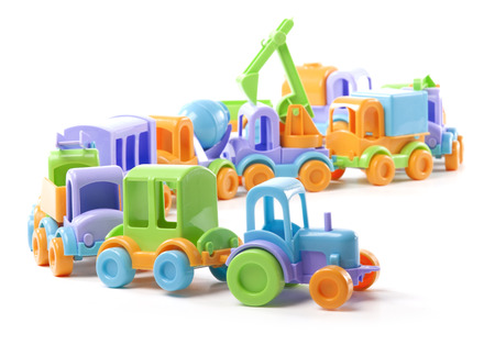toy train of trucks on white backgroundの写真素材