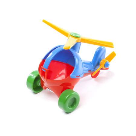 toy helicopter on white backgroundの写真素材