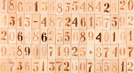 Background of the old wood numbers a white backgroundの写真素材