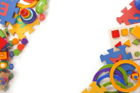 Color toys border on the while backgroundの写真素材