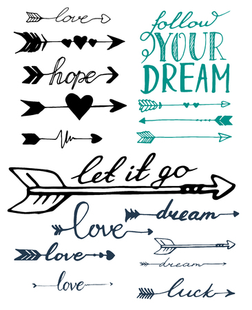 Arrows sketch set. Follow your dream. Vector isolatedのイラスト素材