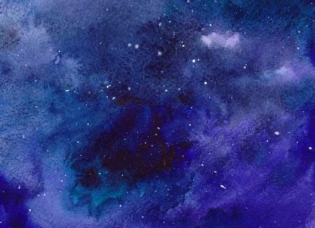 Watercolor space background. Hand drawn illustrationの写真素材