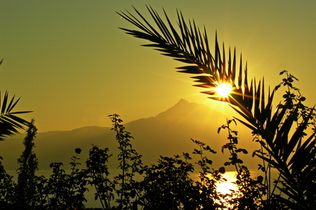 View of the Mount Athos monastery with new Fivaidaの写真素材