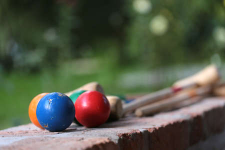 wooden ballsの写真素材