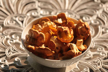 a dish with mushrooms wildeの写真素材