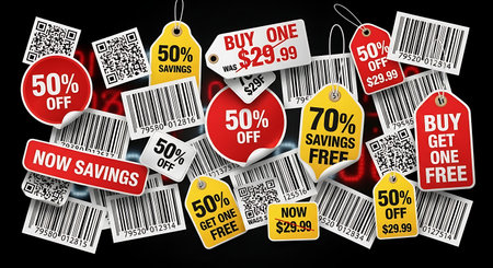 Discount tags with price tags. Black friday. Vector illustration.の素材
