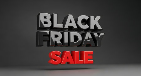 Black Friday Sale 3D Illustration Mockup Scene on Dark Backgroundの素材