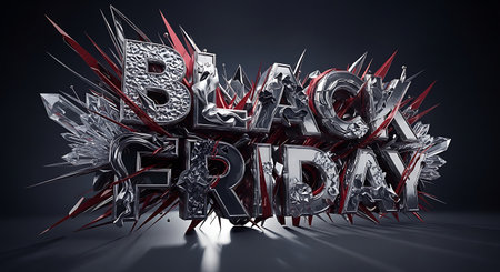 Black Friday. Black Friday text on a black background. 3d illustrationの素材